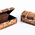 Vintage Wooden Chests With Metal Straps Open And Closed Design