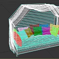 Wooden Frame Sofa With Transparent Roof Adorned With Multiple Colorful Cushions For Cozy Lounge