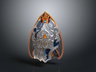 Mythical Decorative Shield With Ornate Gold Silver Carvings And Gemstone Accents 3d model