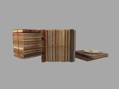Vintage Stacked Books Collection With Bound Piles And Various Colored Covers 3d model