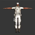 Military Character In Camouflage Uniform With Tactical Vest Knee Pads And Outstretched Arms On Dark Background