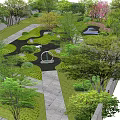 Serene Garden Landscape With Winding Paths Layered Greenery And Varied Vegetation