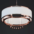 Contemporary Circular Chandelier With Metal Frame White Shade And Decorative Details