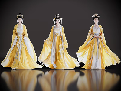 2D costume figure Hanfu beauty ancient costume beauty classical beauty fashion model fashion show Chinese style Hanfu beauty Chinese style fashion show 3d model