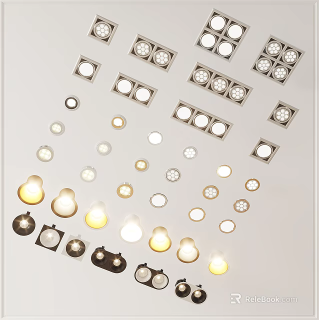 Various Modern Downlights And Spotlights With Different Designs For Home Ceiling Lighting 3d model