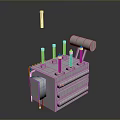 Industrial Electrical Transformer With Black Insulator Columns White Casing And Cylindrical Radiator