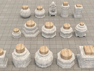 New Chinese Style Modern Columns Chinese Style Column Foundation Stone Drum Column Foundation Stone Pillar Cornerstone Column Head Column 3d model