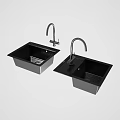 Modern Black Kitchen Sink with Stainless Steel Faucet Single and Double Bowl Design for Kitchen