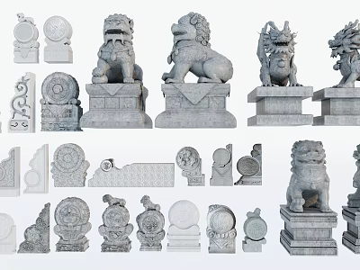 Stone and Wood Decorative Carvings Sculptures and Architectural Pieces for Home Decor 3d model