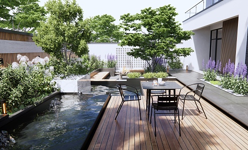 Modern courtyard landscape 3d model