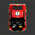 Shiny Red Toyota Small Race Car With Number 1 Stickers And Black Wheels