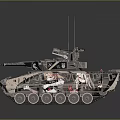 Military Armored Vehicle With Camouflage Paint Multiple Wheels And Weapon System