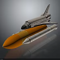 Space Shuttle With NASA Logo On Orange Rocket Booster Display Model 3d model