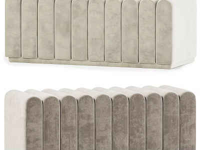 Beige Upholstered Modern Sofa Bench With Vertical Tufted Design And Clean Lines 3d model