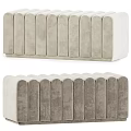 Beige Upholstered Modern Sofa Bench With Vertical Tufted Design And Clean Lines