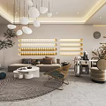 Cozy Modern Beauty Hair Salon Interior Design With Hanging Lamps Sofa Coffee Table And Plants