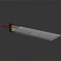 Sharp Silver Sword With Red Hilt Perforated Blade And Reflective Surface