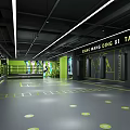 Modern Fitness Gym Interior Design With Lockers Equipment Area And Green Floor Lines