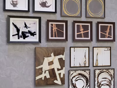 Framed Abstract Paintings Wall Display With Various Patterns And Modern Art 3d model