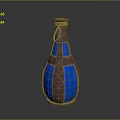 Vintage Decorative Bottle Design With Brown Blue Pattern Rope Top And Cross Straps