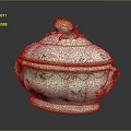 Ceramic Casserole with Lid Side Handles Colorful Floral Patterns White Base Gold Trim