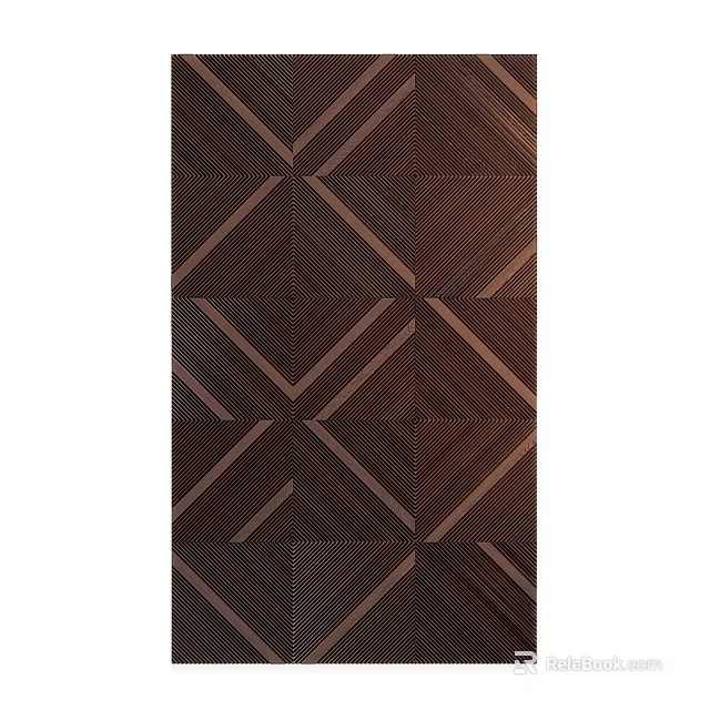 Dark Brown Square Rug With Geometric Pattern And Intricate Design Texture 3d model