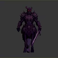 Armored Purple Knight Riding Purple Horse With Red Accents And Sword