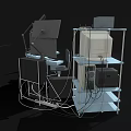 Efficient Computer Workstation With Multiple Monitors Desk PC Tower And Office Chair 3d model