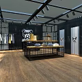 Modern Black Container Clothing Store With Glass Windows Orange Logo And Surrounding Railings