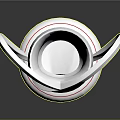 Silver Trophy With Dual Handles Metallic Shiny Surface And Circular Base