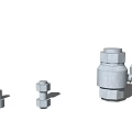 White Mechanical Components In Various Sizes On Gray Ground With Blue Sky Background 3d model