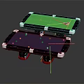 Billiard Tables With Green And Blue Tabletops Billiard Balls And Cues