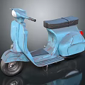 Blue Vintage Scooter with Black Seat and Retro Classic Design