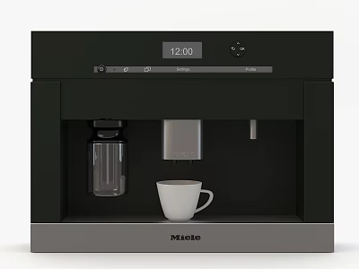 Miele Kitchen Coffee Machine With Digital Display Time Control Buttons And Cup 3d model