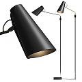 Modern Black Floor Lamp With Adjustable Arm And Illuminated Sleek Shade 3d model
