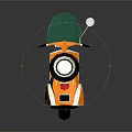 Stylish Orange Cartoon Scooter Design With Windshield Black Seat And Wheels