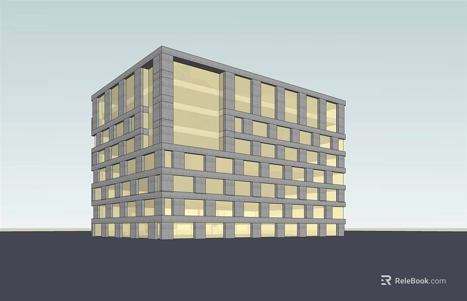 Modern Office Building Exterior With Glass Windows And Contemporary Architectural Design 3d model 