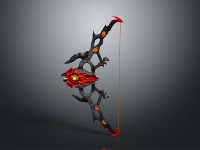 Mythical Red and Black Bow with Decorative Claw Elements and Glowing Red Core 3d model