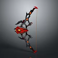 Mythical Red and Black Bow with Decorative Claw Elements and Glowing Red Core 3d model
