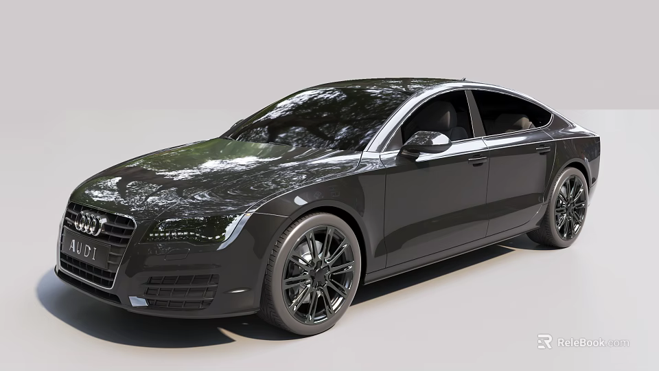 Black Audi Luxury Sedan With Sleek Design And Black Alloy Wheels 3d model 