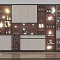 Modern Wine Cabinet Interior Design With Glass Doors LED Lighting And Wine Storage