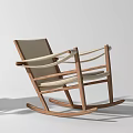 Modern Stylish Rocking Leisure Chairs with Wooden Frame and Light Beige Cushions