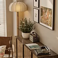 Leisure Chair In Cozy Living Room With Side Table Floor Lamp And Wall Art