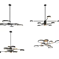 Modern Black Metal Frame Chandeliers Stylish Design With Multiple Arms And Ring Shapes