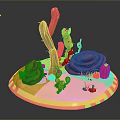 Colorful Cactus And Red Rose Like Succulents On Decorative Display Tray