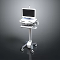 Adjustable Mobile Medical Workstation With Monitor Keyboard And Wheeled Stand