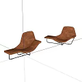 Pair of Abstract Shaped Leather Sofas with Black Metal Frame and Modern Design