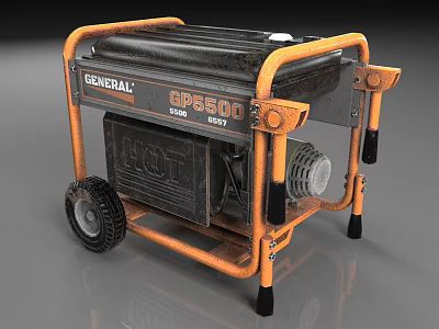 General GP5500 Industrial Portable Generator in Orange Black with Wheels and Sturdy Frame 3d model