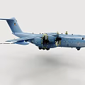Detailed Light Blue Atlas Military Transport Aircraft Model With Propeller Engines