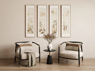 Decorative painting leisure chair combination 3d model